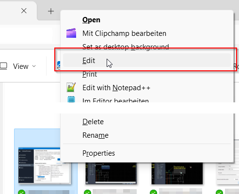 Add “Edit” command to the right-click menu of pictures and images in Windows 11