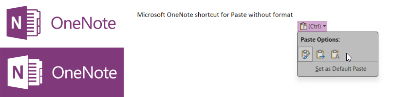 Microsoft OneNote shortcut for Paste without format